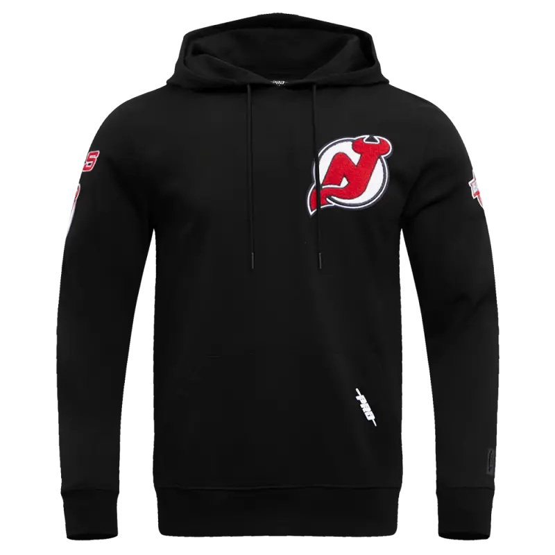 nhl new jersey devils classic chenille mens pullover hoodie black